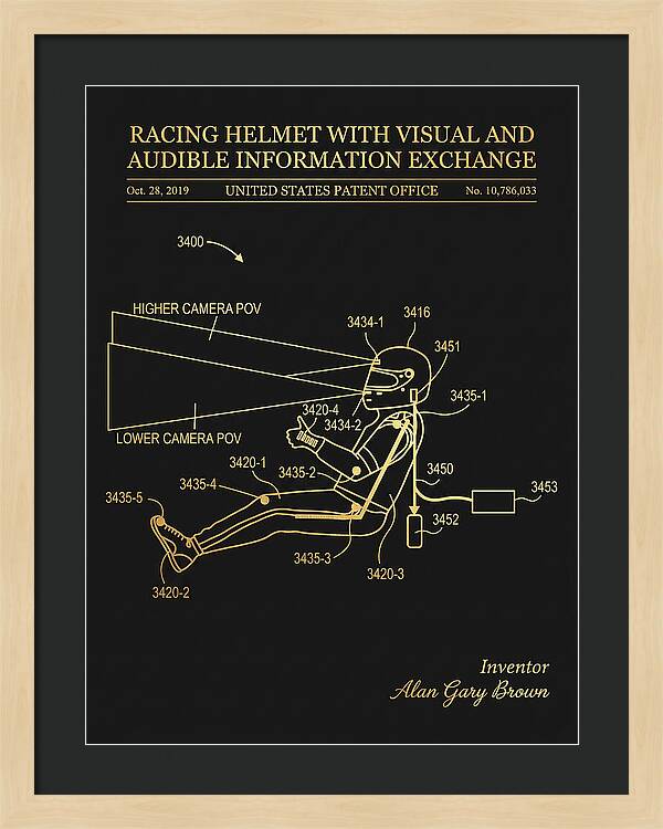 Racing Helmet With Information Exchange Gold Patent Us10786033b2