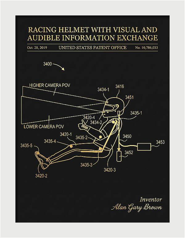 Racing Helmet With Information Exchange Gold Patent Us10786033b2