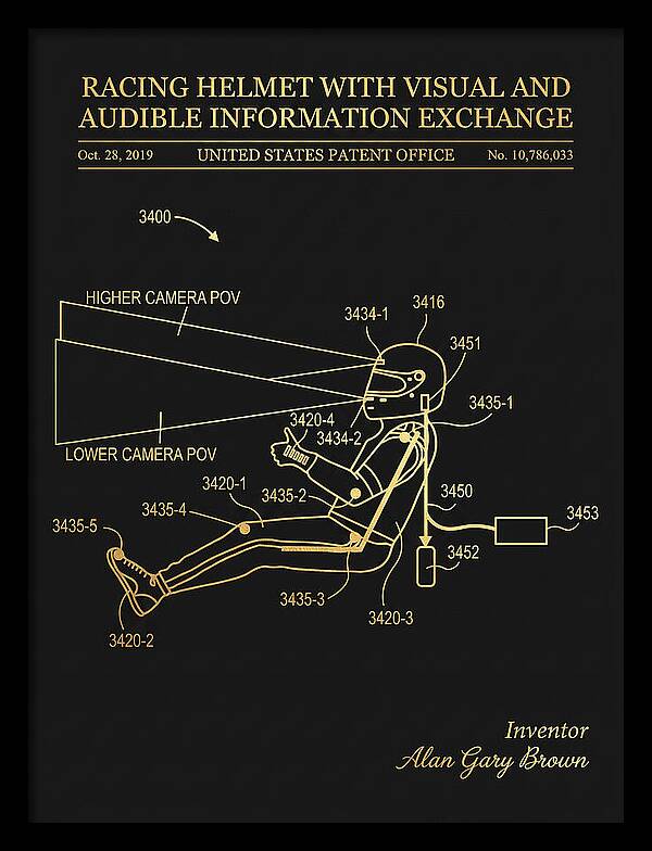 Racing Helmet With Information Exchange Gold Patent Us10786033b2