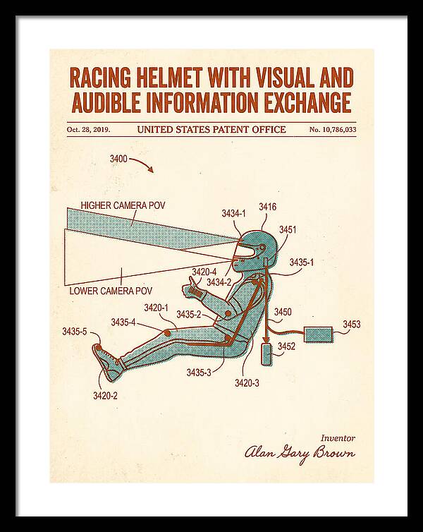Racing Helmet With Information Exchange Retro Patent Us10786033b2