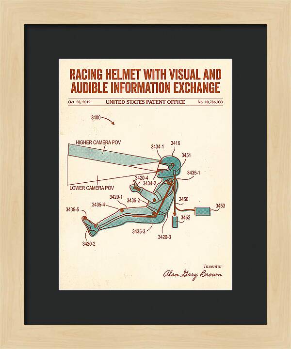 Racing Helmet With Information Exchange Retro Patent Us10786033b2