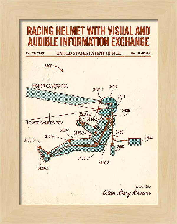 Racing Helmet With Information Exchange Retro Patent Us10786033b2