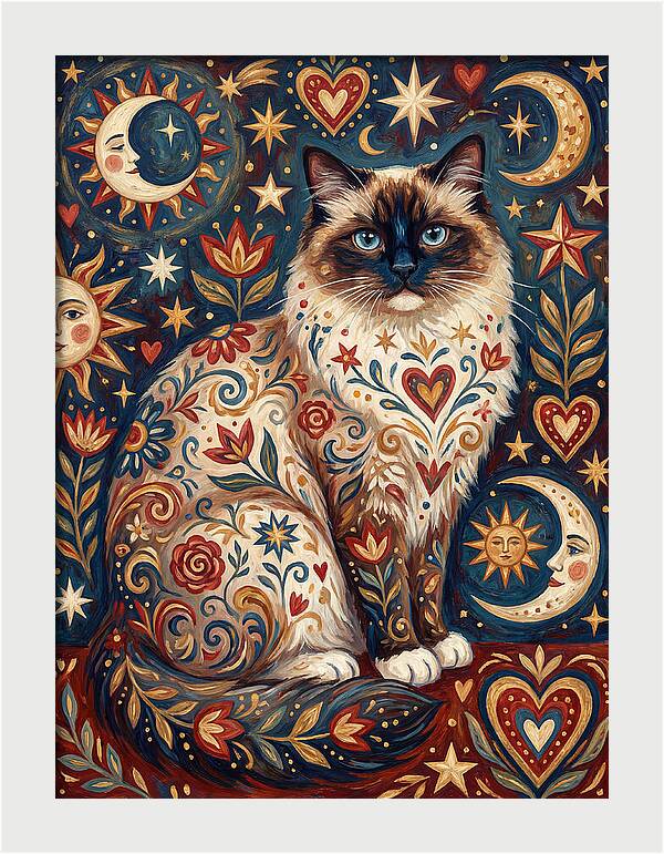 Ragdoll Cat Among Celestial Patterns