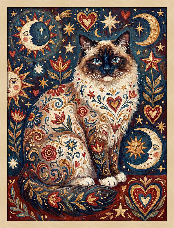 Ragdoll Cat Among Celestial Patterns
