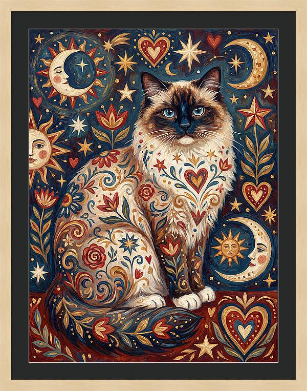 Ragdoll Cat Among Celestial Patterns