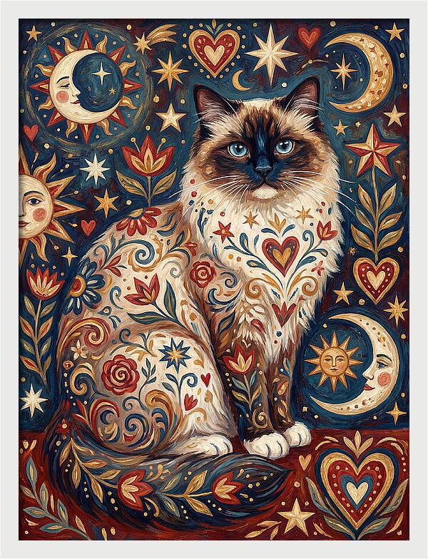 Ragdoll Cat Among Celestial Patterns