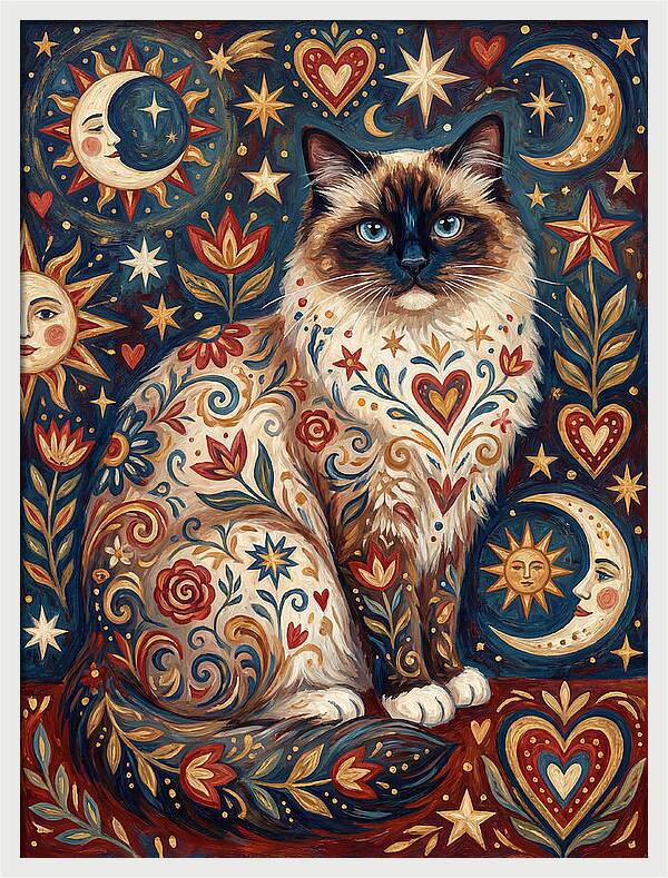 Ragdoll Cat Among Celestial Patterns