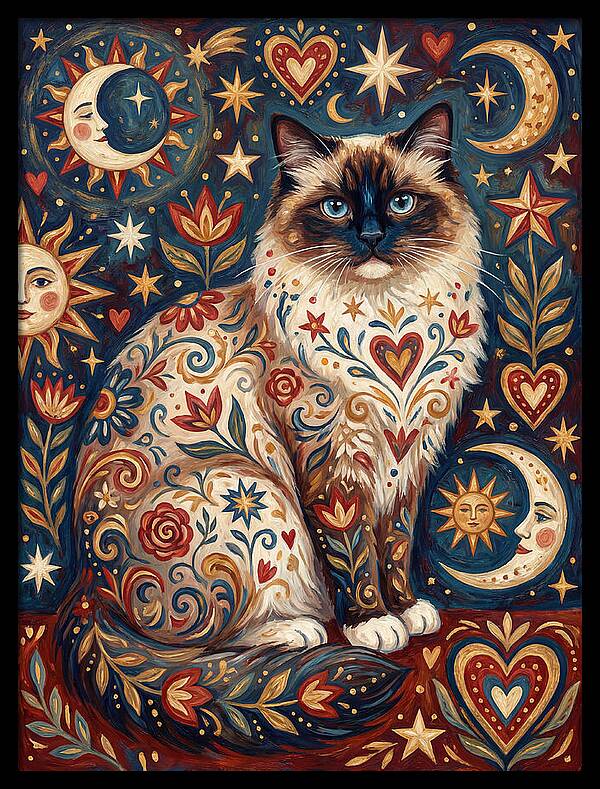 Ragdoll Cat Among Celestial Patterns