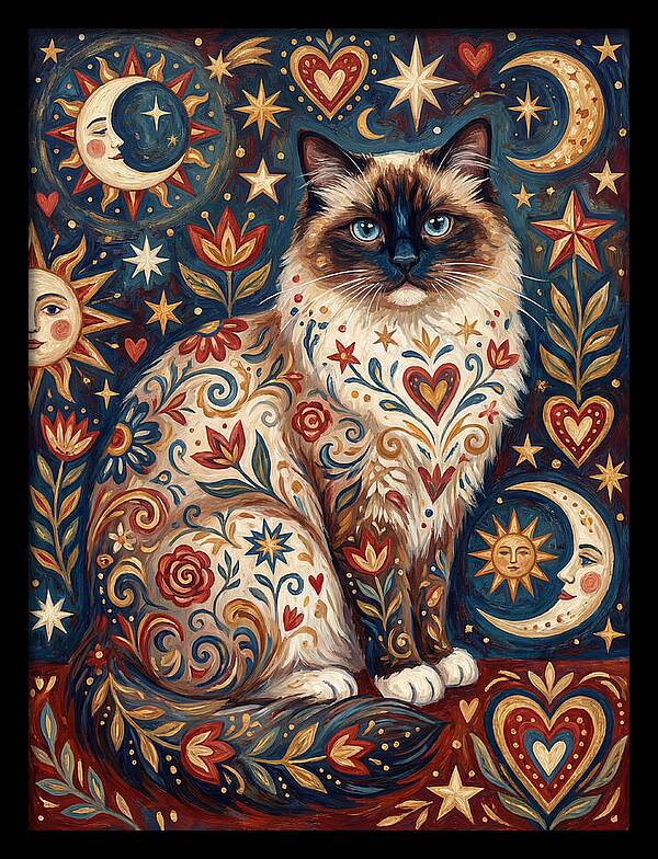 Ragdoll Cat Among Celestial Patterns