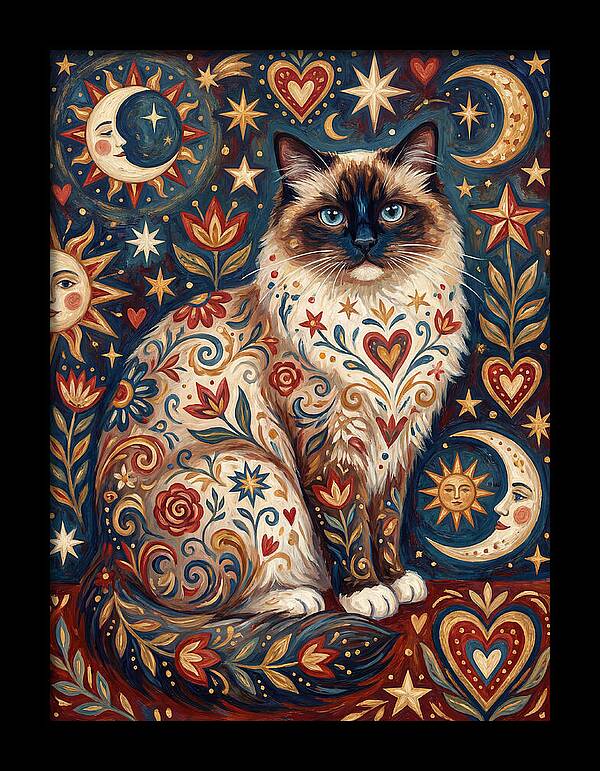 Ragdoll Cat Among Celestial Patterns