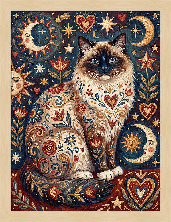 Ragdoll Cat Among Celestial Patterns