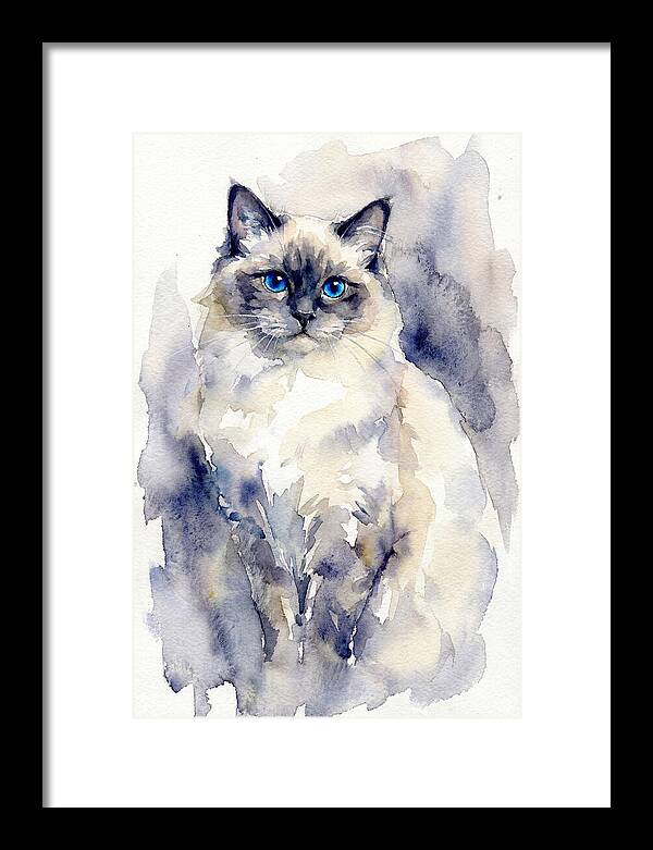 Ragdoll Cat Watercolor Portrait