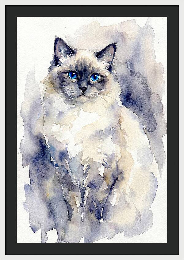 Ragdoll Cat Watercolor Portrait