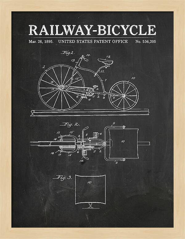 Railway Bicycle Chalkboard Patent Us536205a