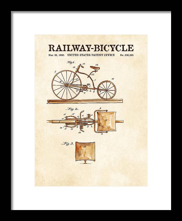 Railway Bicycle Watercolor Patent Us536205a