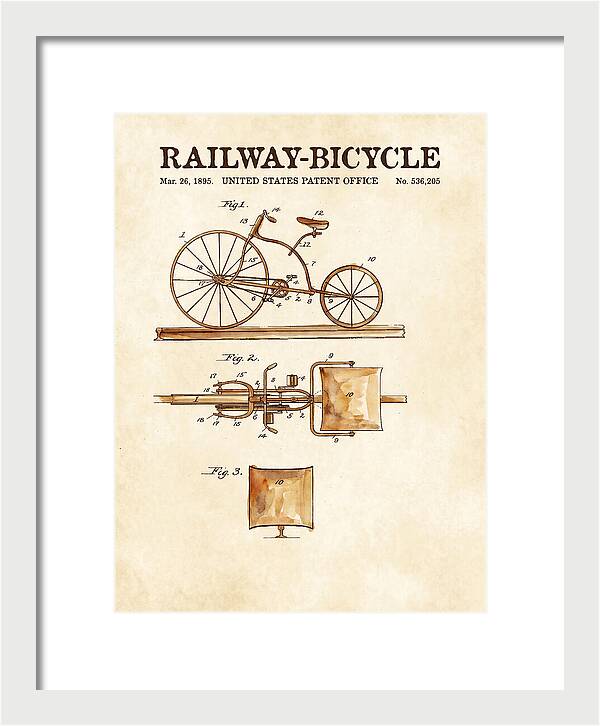 Railway Bicycle Watercolor Patent Us536205a