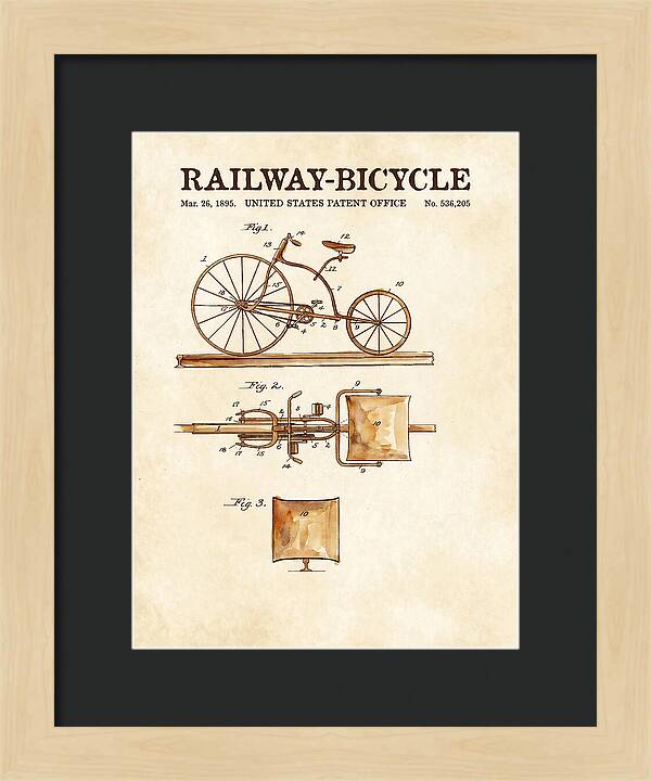Railway Bicycle Watercolor Patent Us536205a