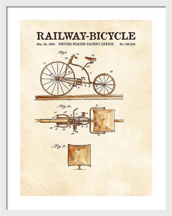 Railway Bicycle Watercolor Patent Us536205a
