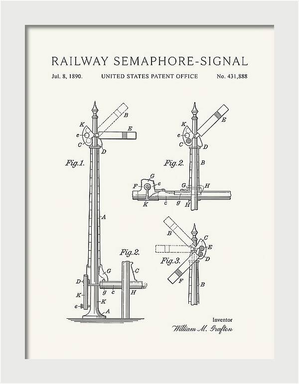 Railway Semaphore Signal Minimalist Patent Us431888