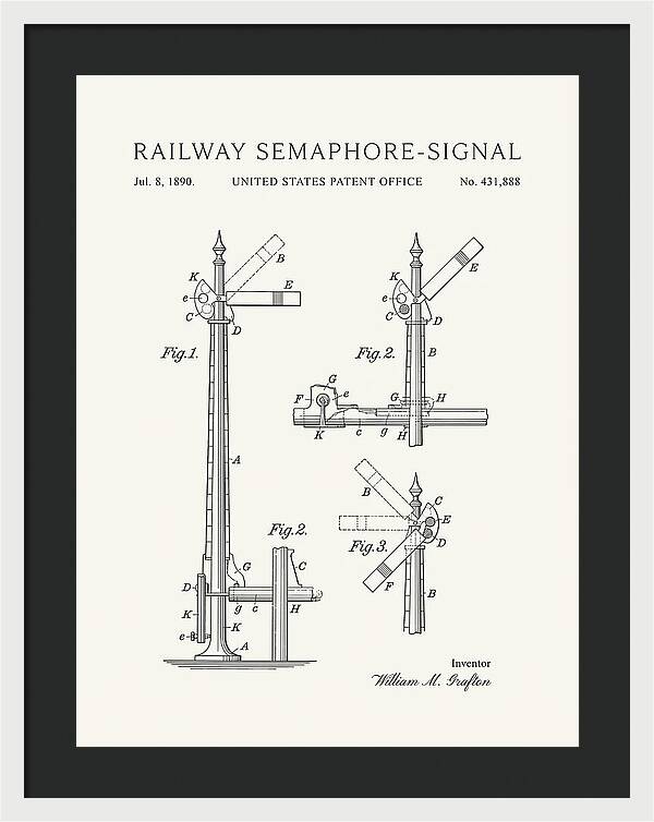 Railway Semaphore Signal Minimalist Patent Us431888