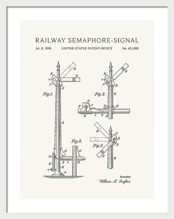 Railway Semaphore Signal Minimalist Patent Us431888