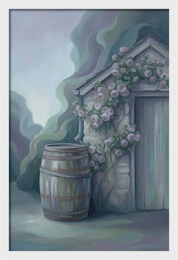 Rain Barrel Beside Garden Shed