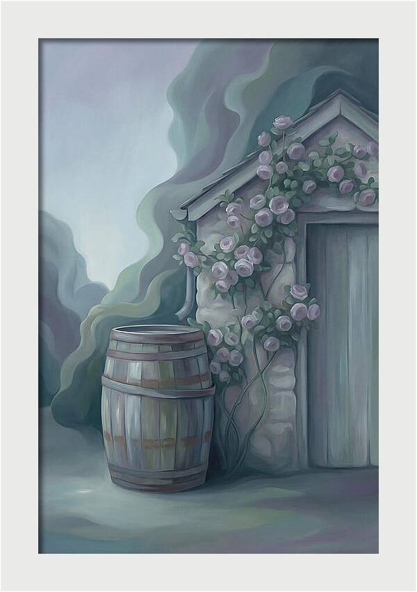 Rain Barrel Beside Garden Shed