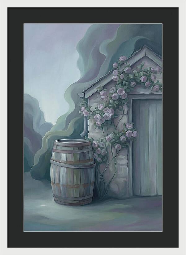 Rain Barrel Beside Garden Shed