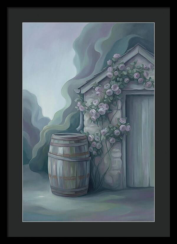 Rain Barrel Beside Garden Shed