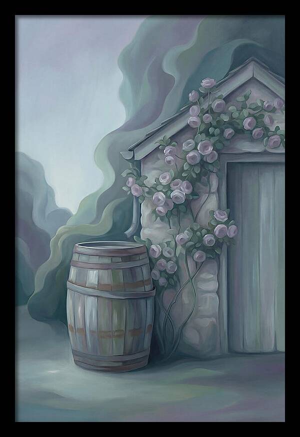 Rain Barrel Beside Garden Shed