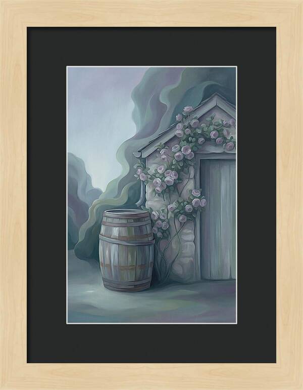 Rain Barrel Beside Garden Shed