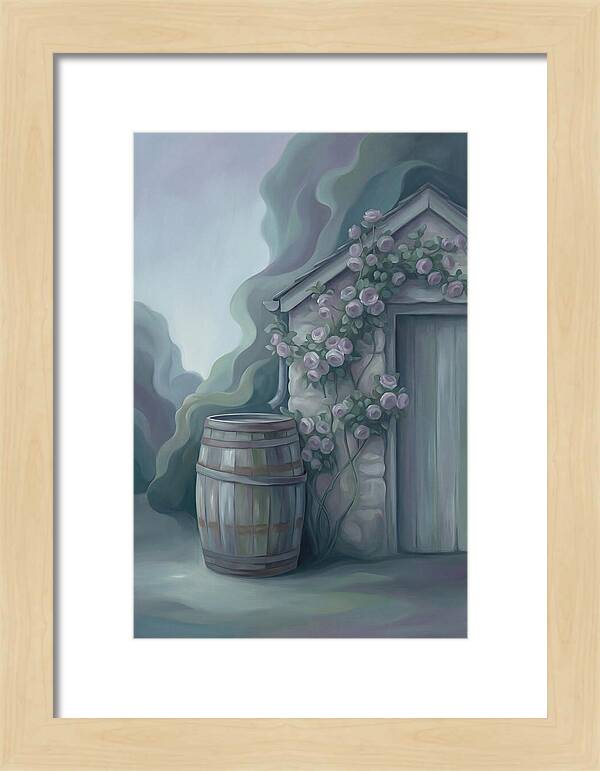Rain Barrel Beside Garden Shed