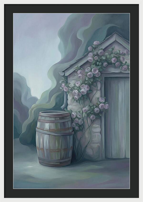 Rain Barrel Beside Garden Shed