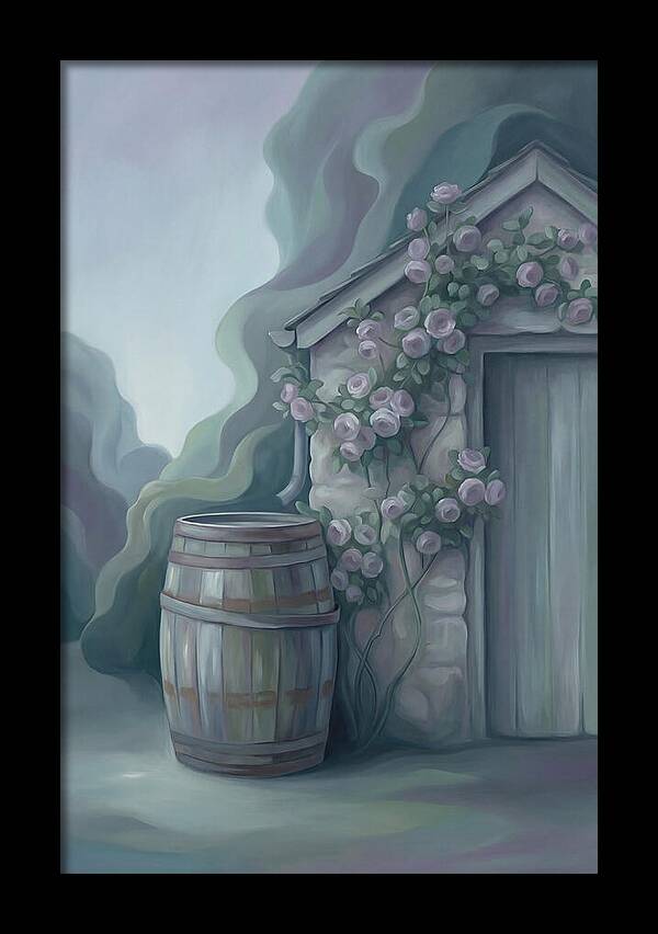 Rain Barrel Beside Garden Shed