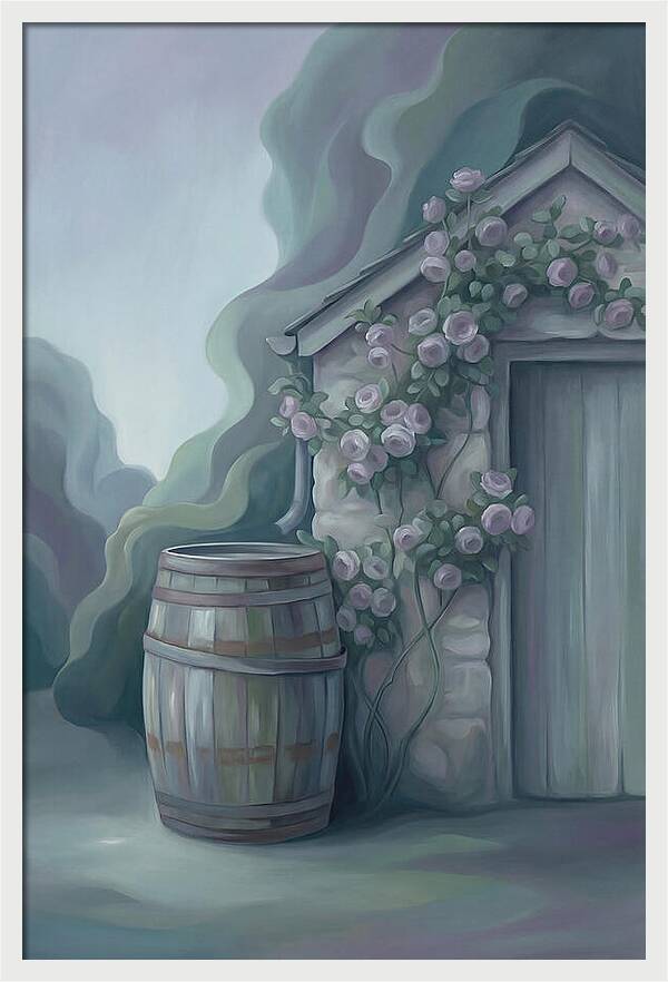 Rain Barrel Beside Garden Shed