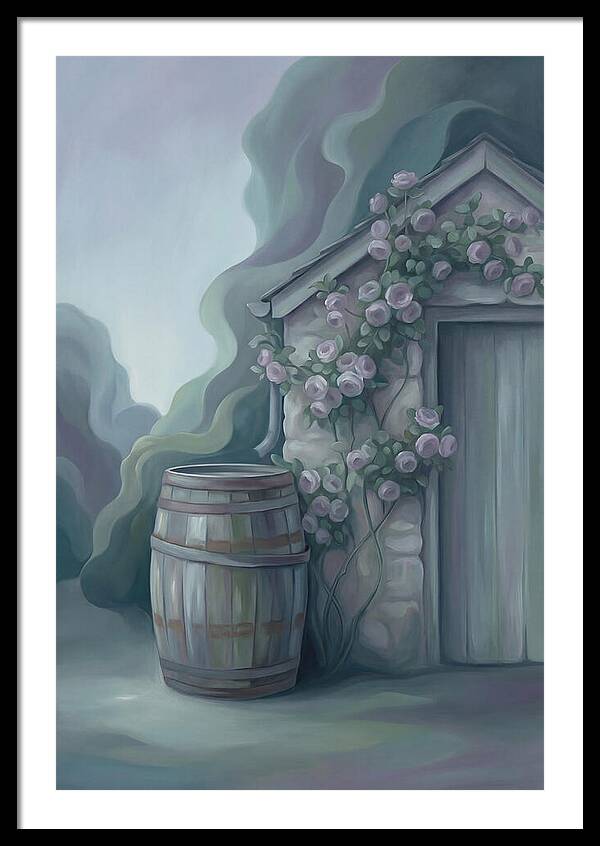 Rain Barrel Beside Garden Shed