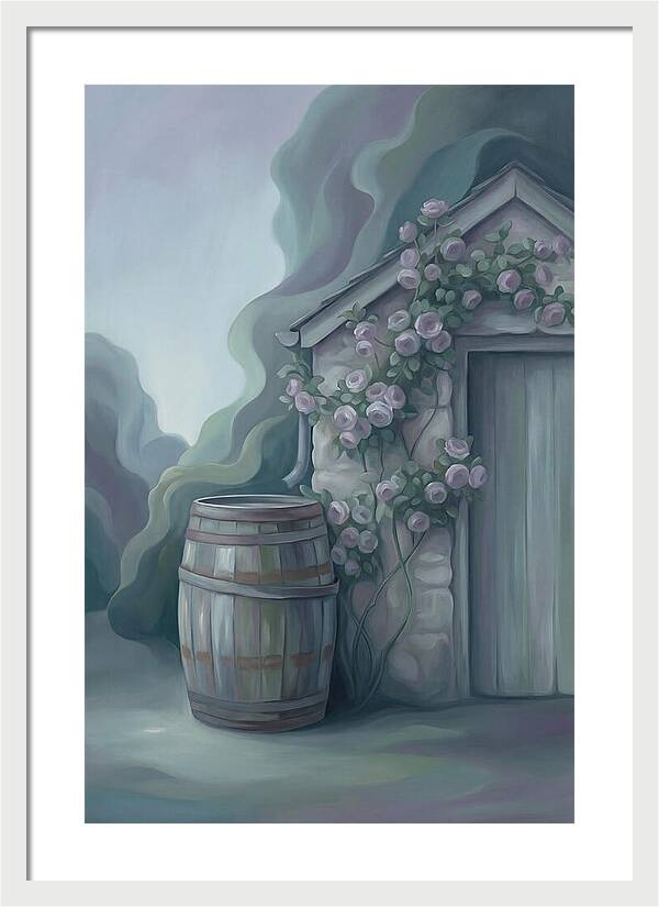 Rain Barrel Beside Garden Shed