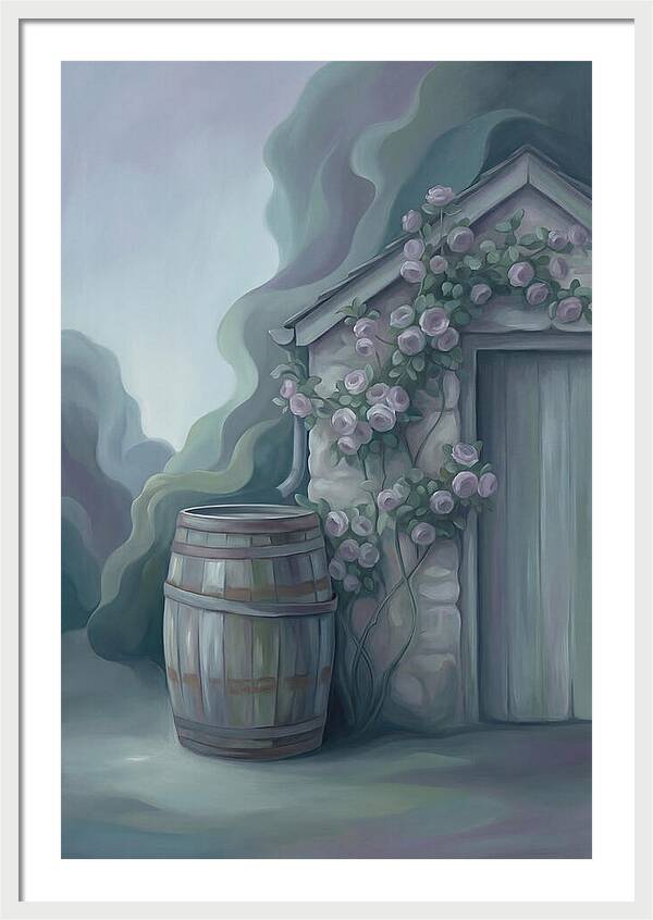 Rain Barrel Beside Garden Shed
