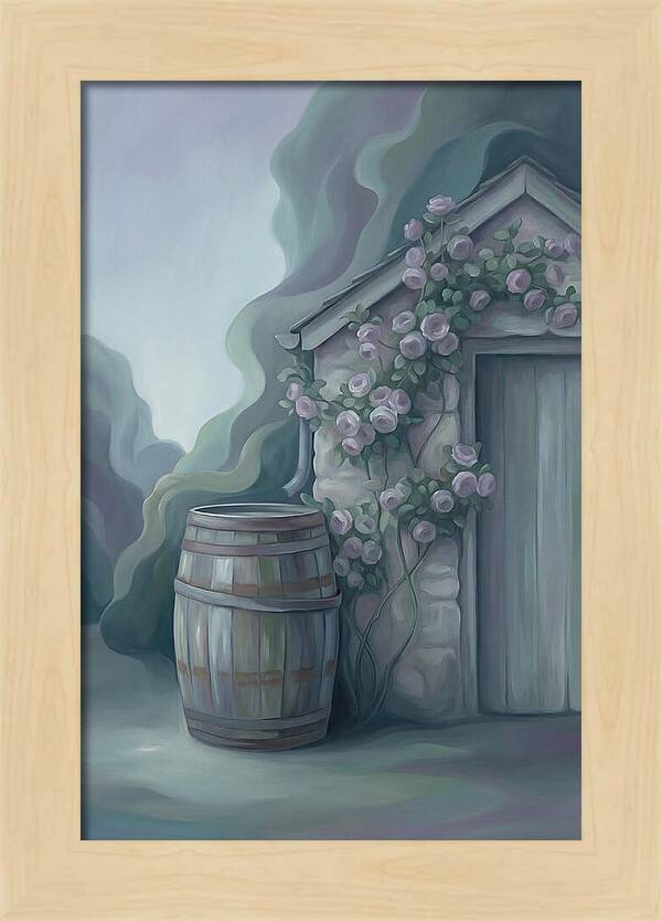 Rain Barrel Beside Garden Shed