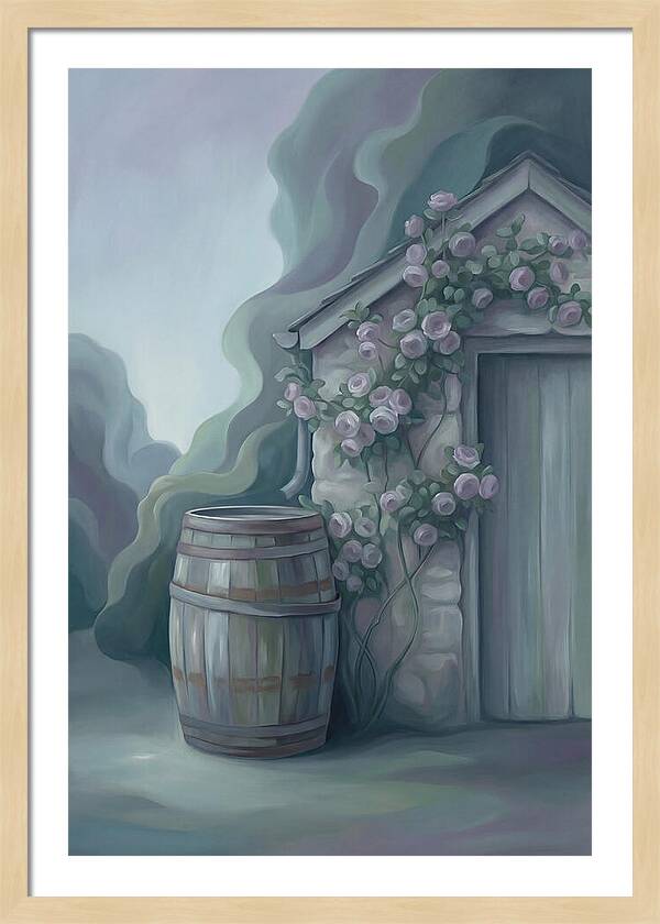 Rain Barrel Beside Garden Shed