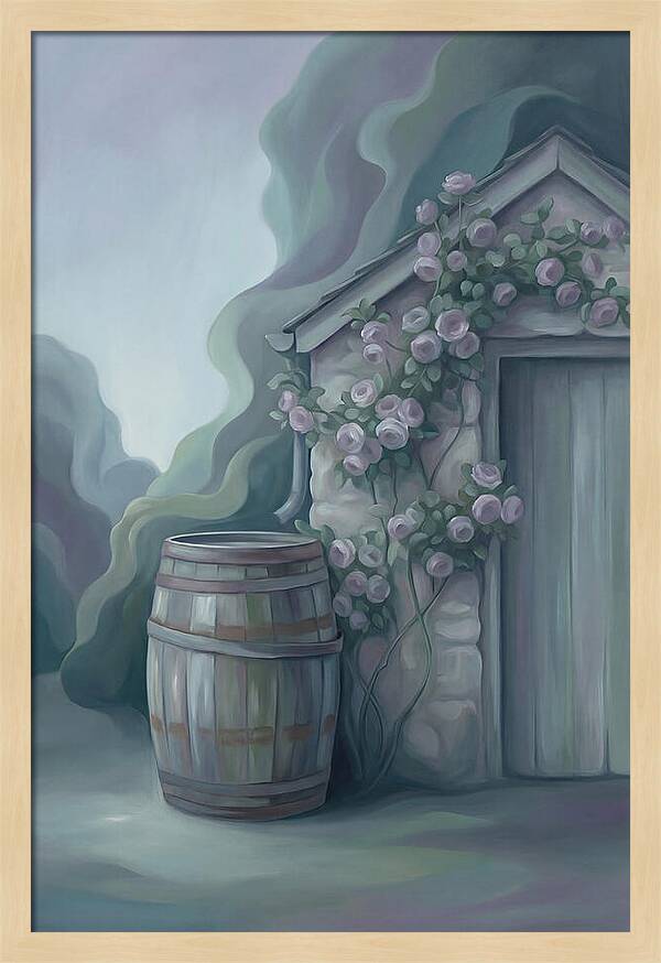 Rain Barrel Beside Garden Shed