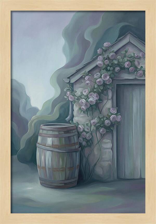 Rain Barrel Beside Garden Shed