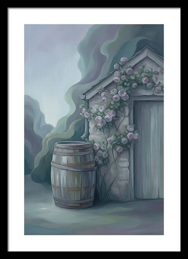 Rain Barrel Beside Garden Shed