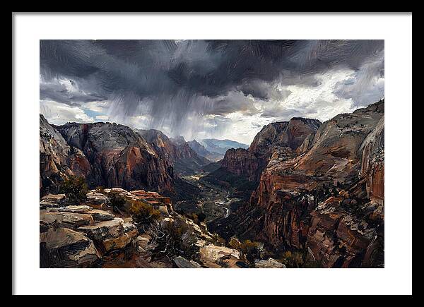 Rain Shower Over Distant Mountains