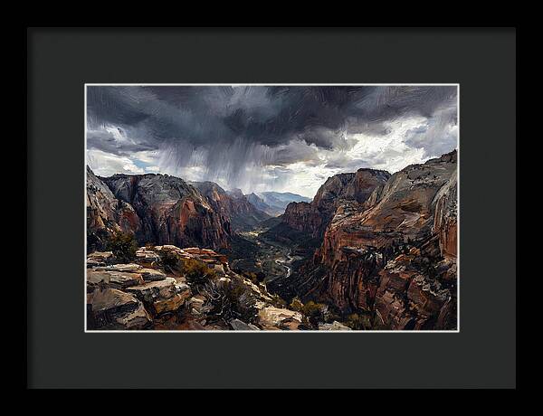 Rain Shower Over Distant Mountains