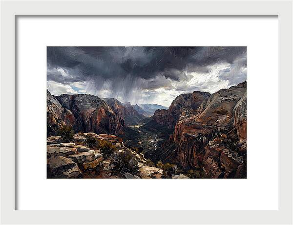 Rain Shower Over Distant Mountains