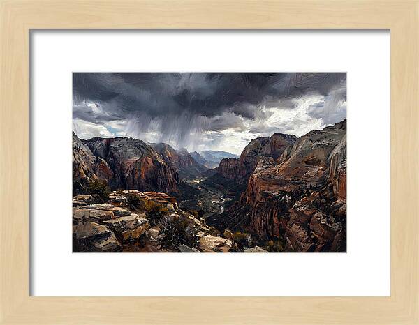 Rain Shower Over Distant Mountains