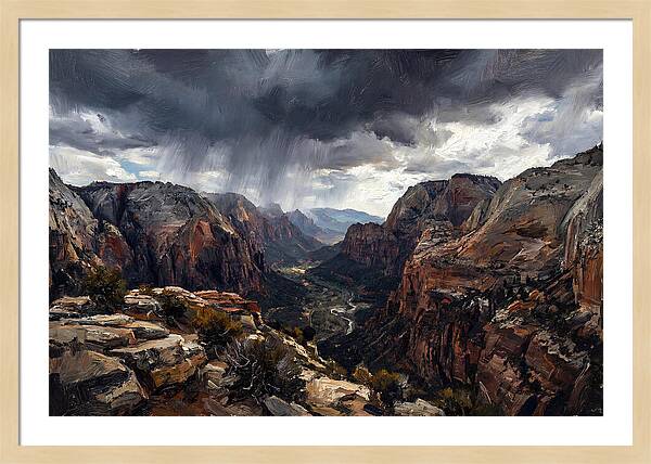 Rain Shower Over Distant Mountains