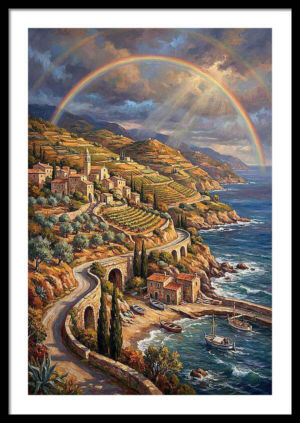 Rainbow Over Mediterranean Landscape