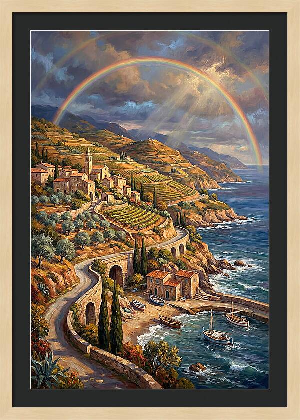 Rainbow Over Mediterranean Landscape
